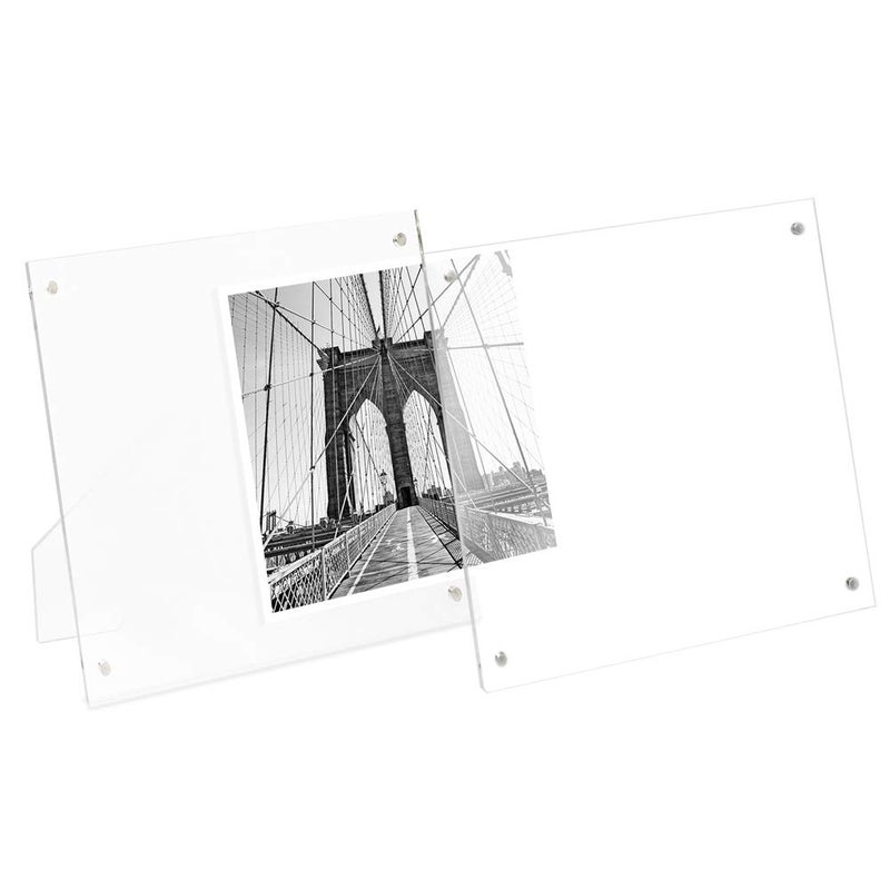 Isaac Jacobs 5â€ x 5â€ Clear Plain Acrylic Picture Frame, Magnetic Photo Frame, Made for Tabletop Display with Two-Way Easel - Image 2